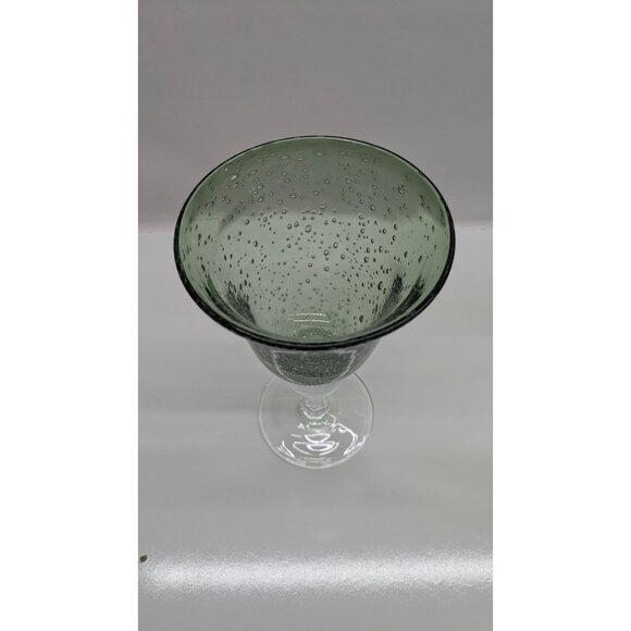 Artland Green Glass Handblown Goblet Bubble Design - Picture 5 of 11